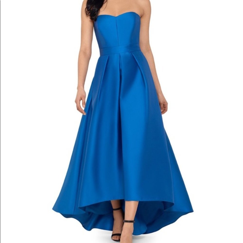 Betsy & Adam Strapless Blue Dress